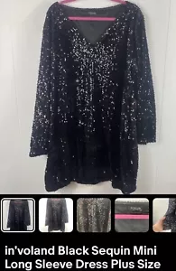 NWT Black Mother Of The Bride V Neck Sequin Long Sleeve Dress Plus Size 30W - Picture 1 of 9