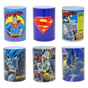 Tin Coin Bank of Batman and Superman Various Superhero Styles - 4" Inch Size - Picture 1 of 9