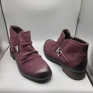 Clarks Hearth Clara Boots Women's 11W Red Burgundy Nubuck D895 - Picture 1 of 15