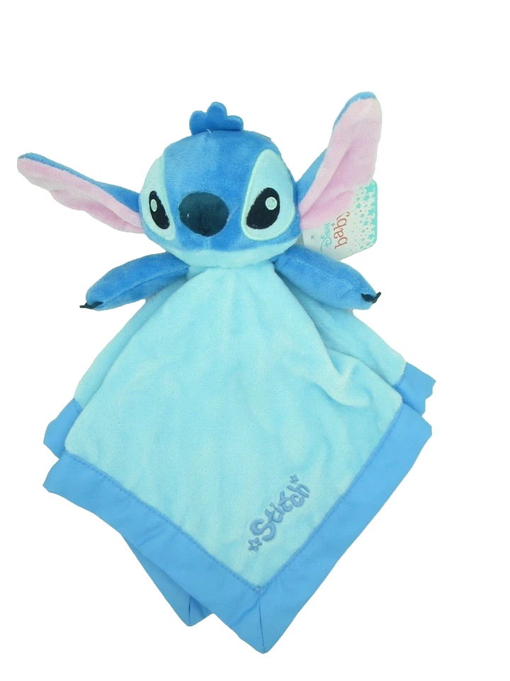 Disney Baby Plush STITCH Blue Embroidered Security Blanket Lovey Nunu