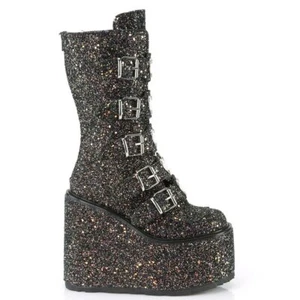 Demonia Swing-230G Rainbow Glitter Platform Boots • Ships in 2-4 Weeks • Gothic - Picture 1 of 4