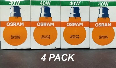 4 x ORANGE Coloured Bayonet Party Festoon Light Globes 40W B22 Bulbs Lamps - Image 1 of 4