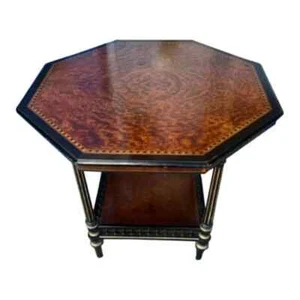 Antique English Ebony and walnut Occasional Table - Picture 1 of 6