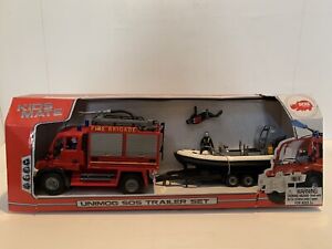 Dickie Toys 19" Unimog SOS Trailer Set Fire Emergency Scuba. Fire Truck Boat