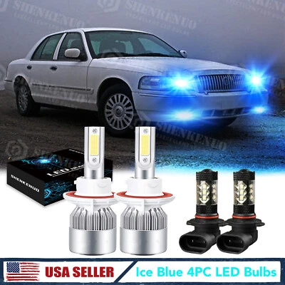For Mercury Grand Marquis 2006-2011 Combo 4x LED Headlight + Fog Lamp Bulbs Blue - Image 1 of 4