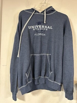 Толстовка с капюшоном синяя Universal Studios Florida с серыми вышитыми буквами средняя унисекс - Изображение 1 из 4