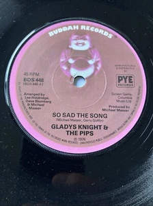 1976 GLADYS KNIGHT & THE PIPS 7" 45 SO SAD THE SONG BUDDAH RECORDS BDS 448 - Bild 1 von 1