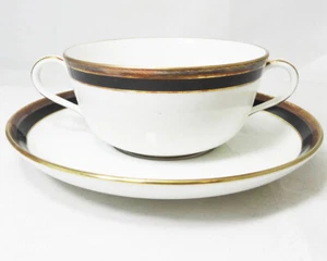 PALERMO BLACK by Richard Ginori Cream Soup & Stand NEW NEVER USEDmade in Italy - Picture 1 of 7
