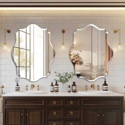 Espelho de parede irregular sem moldura borda chanfrada tira vidro banheiro vaidade espelho - Imagem 1 de 4