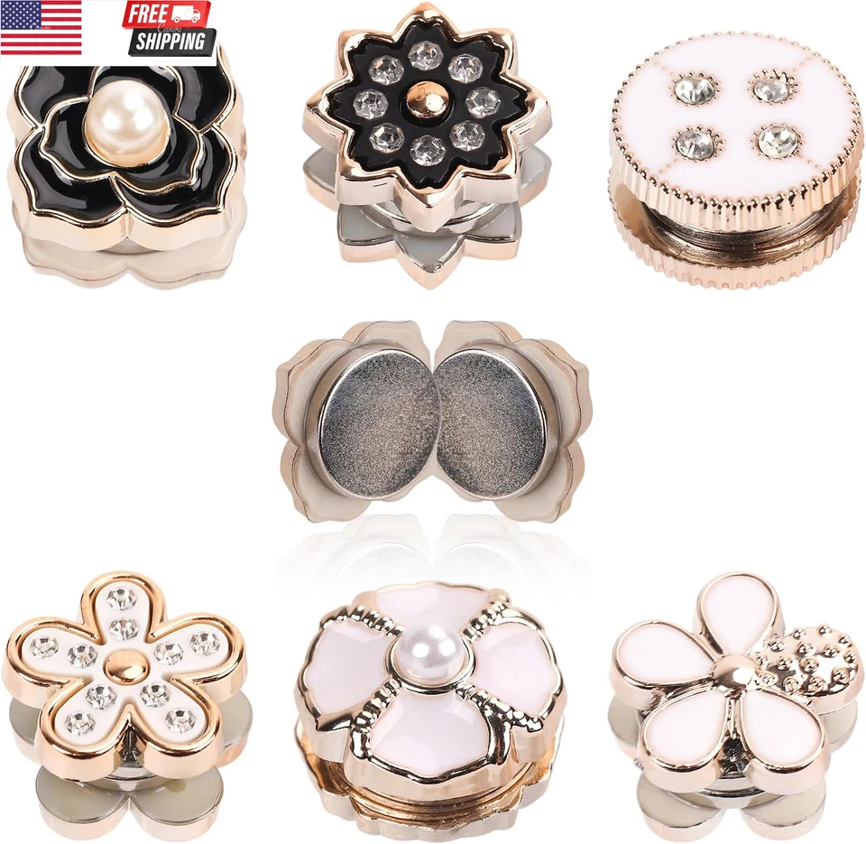 12 piezas pasadores magnéticos de hiyab, blanco y negro sin enganches imanes de hiyab multiusos St Foto 1 de 4