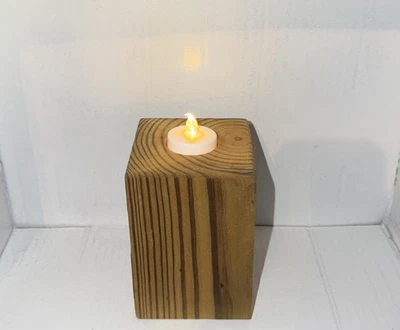 Decorative Wood Candle Stand with Flickering  Battery Light - Image 1 of 4