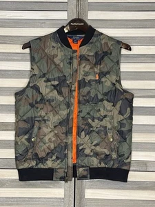 POLO Ralph Lauren Boy's L 14/16 Camouflage/Orange Quilted Zip Vest - Picture 1 of 10