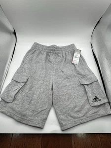 New Boys Large Adidas Cargo Cotton Shorts Gray NWT - Picture 1 of 4
