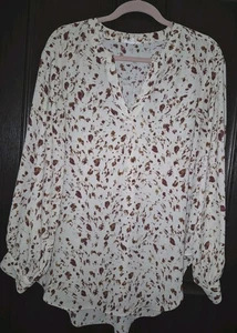 Blusa Mujer Transparente Maurices XL Marfil Con Diseño Marrón Buen Estado - Imagen 1 de 7
