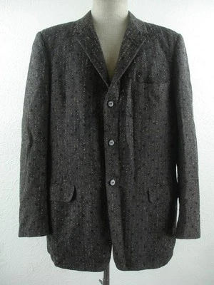Men's L XL 44R Vtg 1940's Black Tan Tweed Polka-Dot Hacking Jacket Blazer Coat - Image 1 of 4