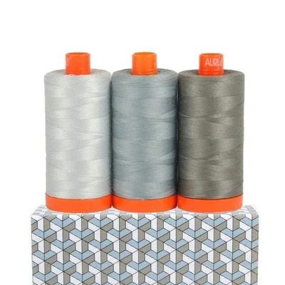 Aurifil USA (AC50CP3-010) Color Builder 50wt 3pc Set Milan Grey - Image 1 of 3