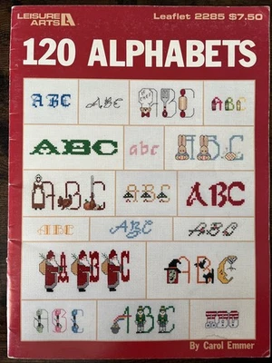 120 Alphabets - Leisure Arts 2285 - 1992 Cross Stitch Patterns - Image 1 of 4