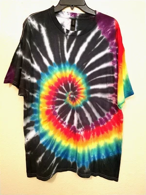 Camiseta masculina feminina unissex tingida em espiral feita à mão tamanho XL hippie boho (T114) - Imagem 1 de 3