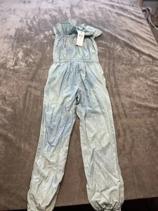 Polo Ralph Lauren Denim Chambray Smocked Jumpsuits Girls Size 6X NWT - Picture 1 of 10
