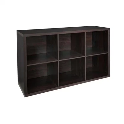 44 in. H x 30 pulgadas. W x 14 in. Organizador de almacenamiento de 6 cubos con aspecto de madera de nogal negro D Foto 1 de 4