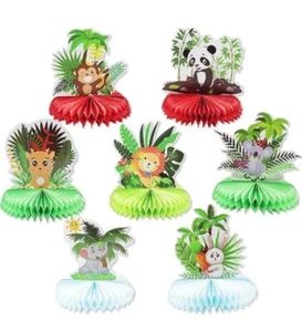 7 PCS Baby Jungle Animals Honeycomb Centerpieces, Jungle Theme Party Honeycomb - Picture 1 of 6
