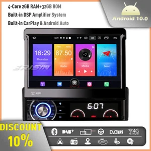 7" Android 11 Deatchable Touchscreen Single Din Car Stereo SatNav CarPlay Radio - Picture 1 of 12