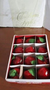 Vintage SEARS TRIM SHOP 12 Medium Size 2.5" APPLE CHRISTMAS ORNAMENTS in BOX - Picture 1 of 6