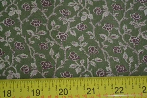 29" Long, Vintage, Tan & Cranberry Calico on Olive Quilt Cotton, Cranston, N86 - Picture 1 of 5