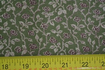 18" Long, Vintage, Tan & Cranberry Calico on Olive Quilt Cotton, Cranston, N86 - Image 1 of 4