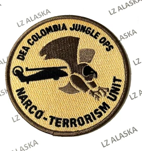 DEA COLOMBIA JUNGLE OPS NARCO TERRORISM UNIT TAN PATCH (PD13) - Bild 1 von 3