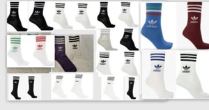 BIG SALE Adidas 2 Pairs Socks Crew White/Black size -XSMALL 2---3.5 -2 PACK KIDS - Picture 1 of 12