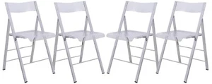 LeisureMod Menno Modern Acrylic Folding Chair with Chrome Frame, Set of 4 - Picture 1 of 44