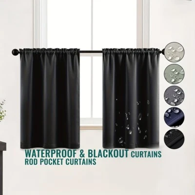 2 Panel Privacy Insulated Blackout Short Window Curtain Drapes Cafe Tier Kitchen - Image 1 of 4