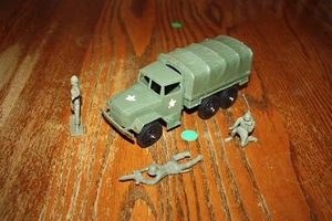 Vintage Original Timmee Army 2.5-Ton Truck and Tarp & 3 Soldiers - Marx, MPC - Picture 1 of 11