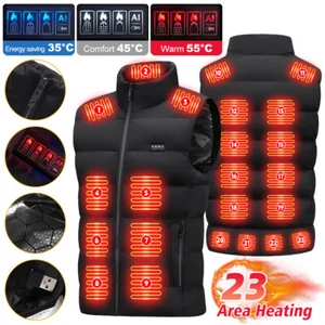 23 Heating Zones Heated Vest Warm Electric USB Jacket Men Women Heating Coat - Picture 1 of 14