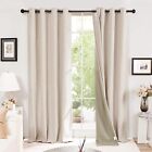 Curtains Blackout Thermal Insulated - Faux Linen-Eyelet - 52x84 -Beige - 2 Panel
