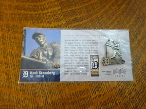 Pin de metal 2001, equipo de los Tigres de Detroit de 100 años, Hank Greenberg con tarjeta - Imagen 1 de 3