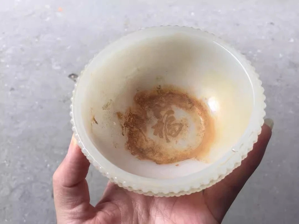 Antiguo cuenco blanco esmaltado, antiguo chino Foto 1 de 3