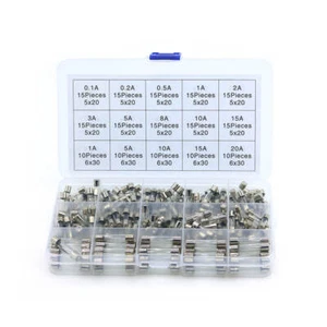 200x Glassicherung Feinsicherungen Sortiment Glas Sicherung 5x20mm 6x30mm - Bild 1 von 4