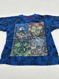Marvel Avengers T-Shirt Youth Boy Size 5 AOP Graphic Print Blue..#17125 - Picture 1 of 7