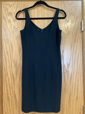Vestido DKNY Petite Sin Mangas Negro Acetato/Rayón, Forrado, Talla P4, Cremallera Trasera Foto 1 de 4