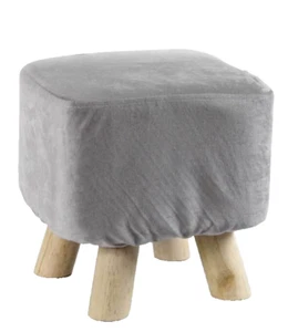POUF QUADRATO POGGIAPIEDI VELLUTO MODERNO SGABELLO PIEDI LEGNO POUFF 28 cm - Foto 1 di 8