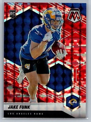 2021 Panini Mosaic Rookies Mosaic Camo Red Prizm Jake Funk #381 Rookie RC - Image 1 of 2