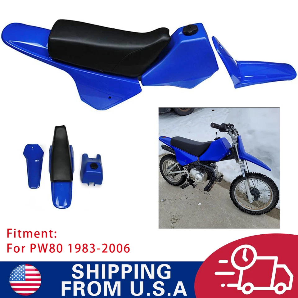 PW80 Plastic Kit Fairing Gas Tank Kit Rear Fender For PW80 PW 80 1983-2006 Blue Foto 1 de 4