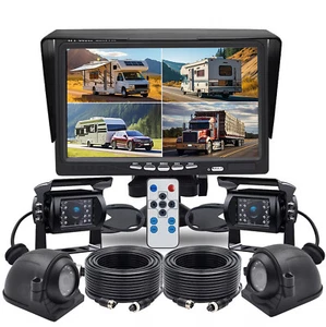 7" Quad Monitor 4x Side View Backup Camera Parking Night Vision For RV Truck Bus - Picture 1 of 16