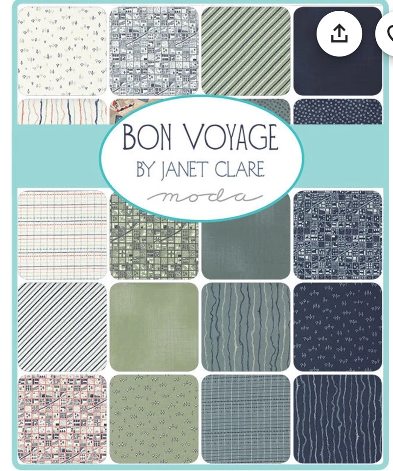 "Paquete de dijes de tela Moda Bon Voyage de 5"" 42 piezas 100 % algodón" Foto 1 de 2