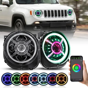 9inch Multicolor Projector Halo LED Headlights DRL For Jeep Renegade 2015-2024 - Picture 1 of 13