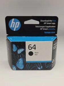 HP 64 Black Ink Cartridge N9J90AN#140 Genuine OEM NEW Sealed EXP 2023 - Picture 1 of 4