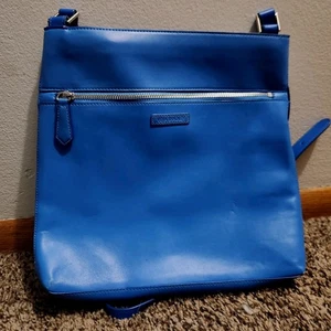 Purse Retired Vera Bradley Quilted Leather Hipster Crossbody Blue Purse RARE - Picture 1 of 4