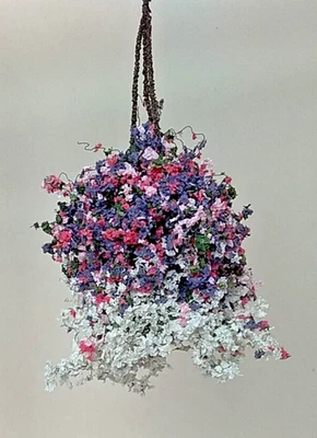 Кукольный домик миниатюра - сказочный сад большой вися цветок корзина ручной работы 1:12  - Изображение 1 из 4